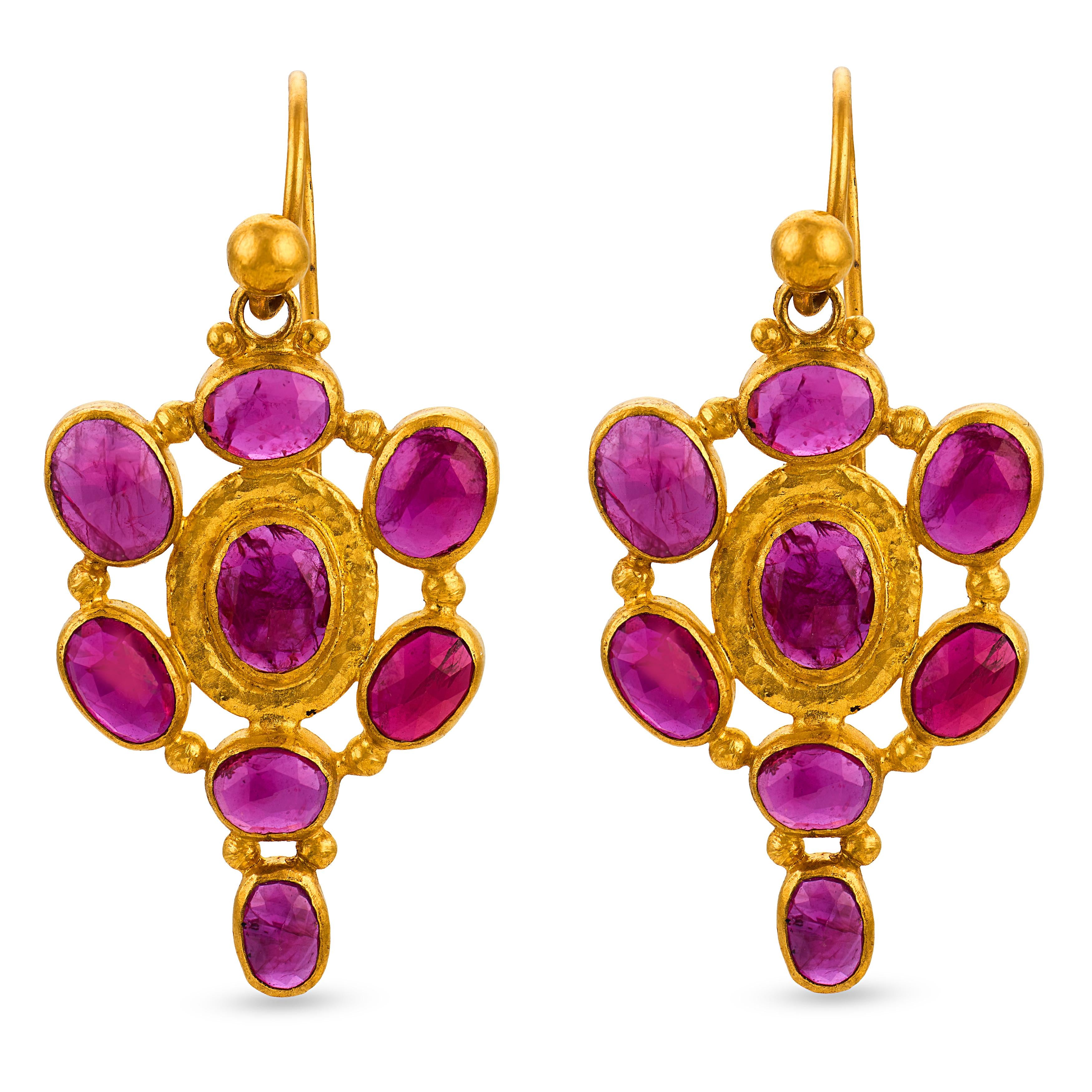 GURHAN Estate Indian 24k Ruby Dangle Earrings