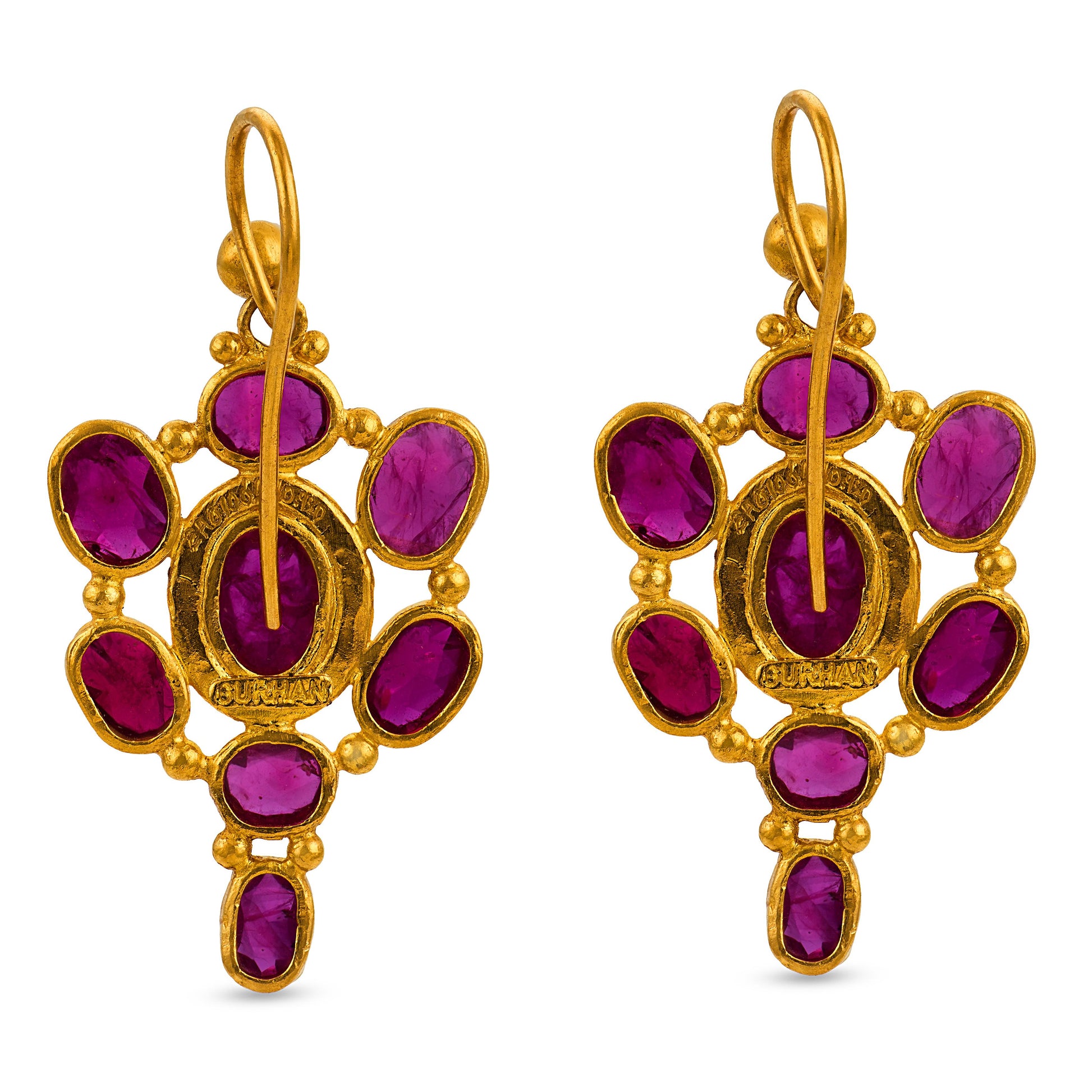 GURHAN Estate Indian 24k Ruby Dangle Earrings