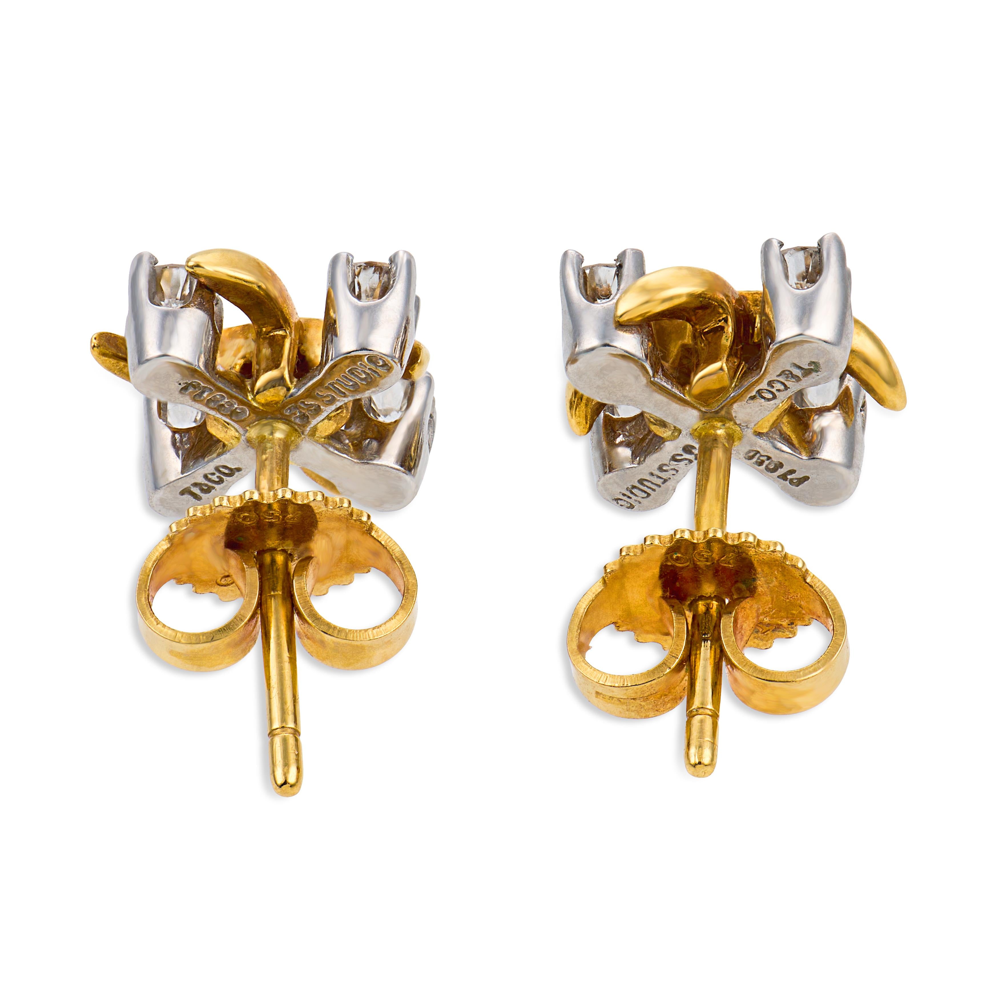JEAN SCHLUMBERGER for TIFFANY & CO. Estate 18k/Platinum Diamond Earrings