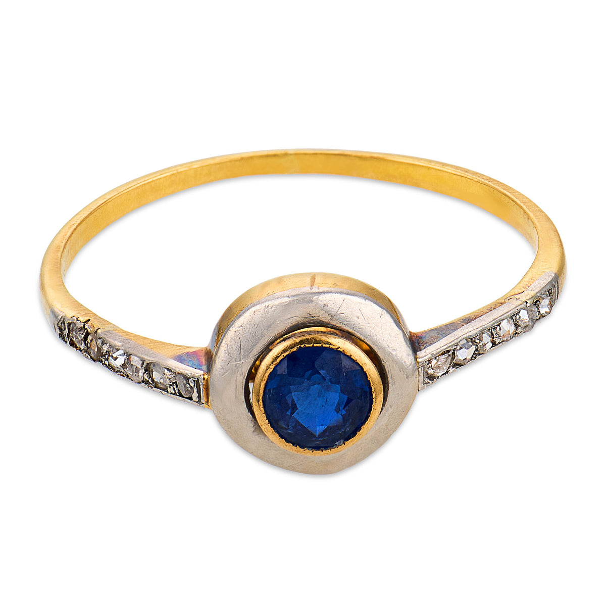 Edwardian 18k/Platinum Sapphire & Diamond Ring