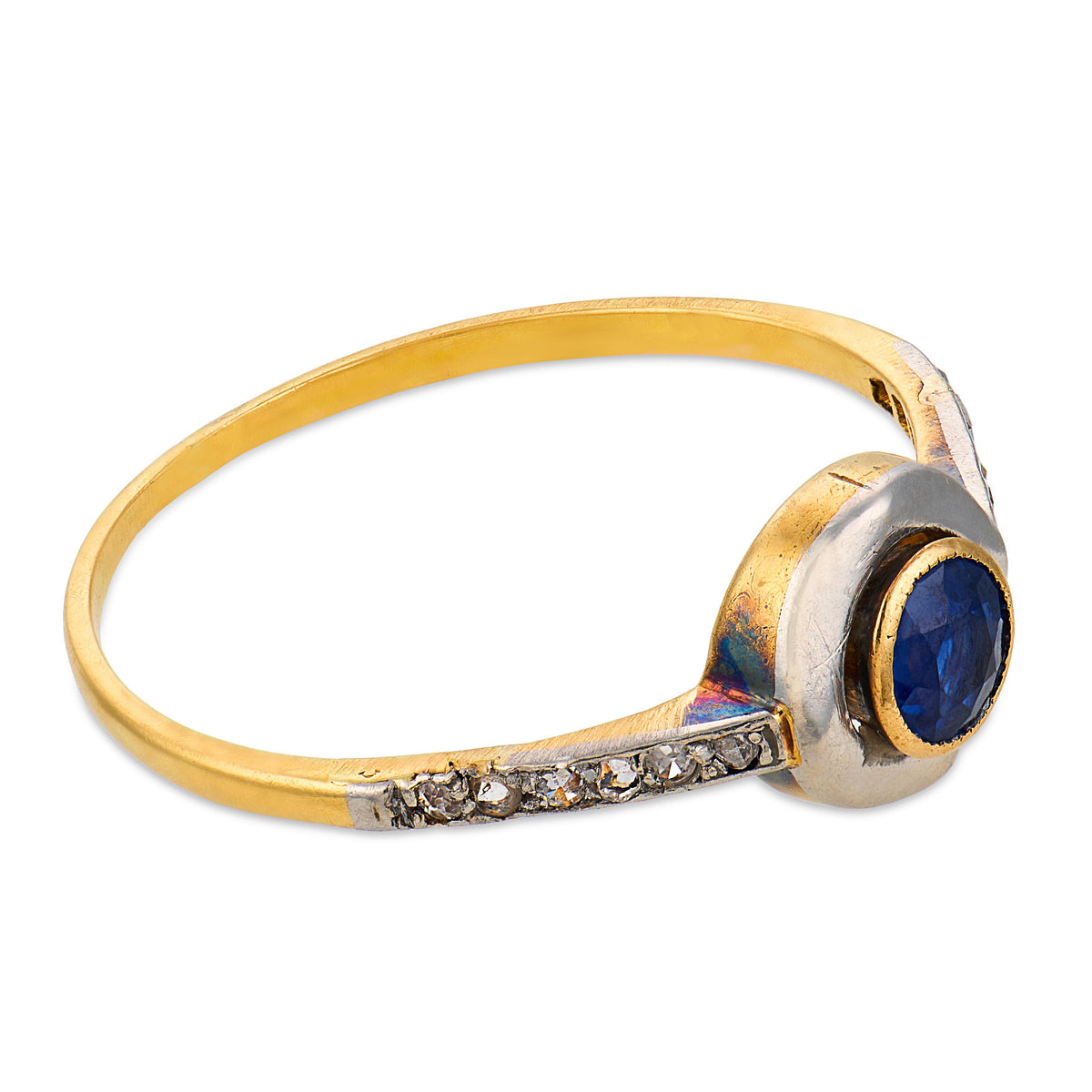 Edwardian 18k/Platinum Sapphire & Diamond Ring