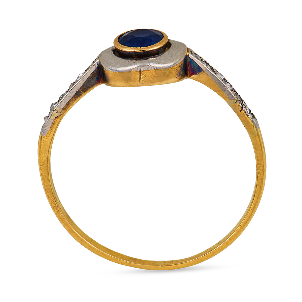 Edwardian 18k/Platinum Sapphire & Diamond Ring