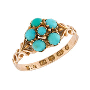 Victorian English 12k Turquoise Floral-Motif Ring