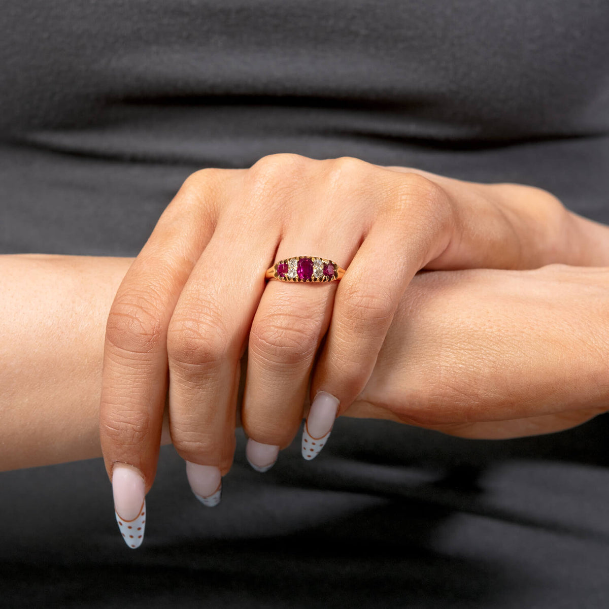 Art Nouveau 18k Ruby & Diamond Ring