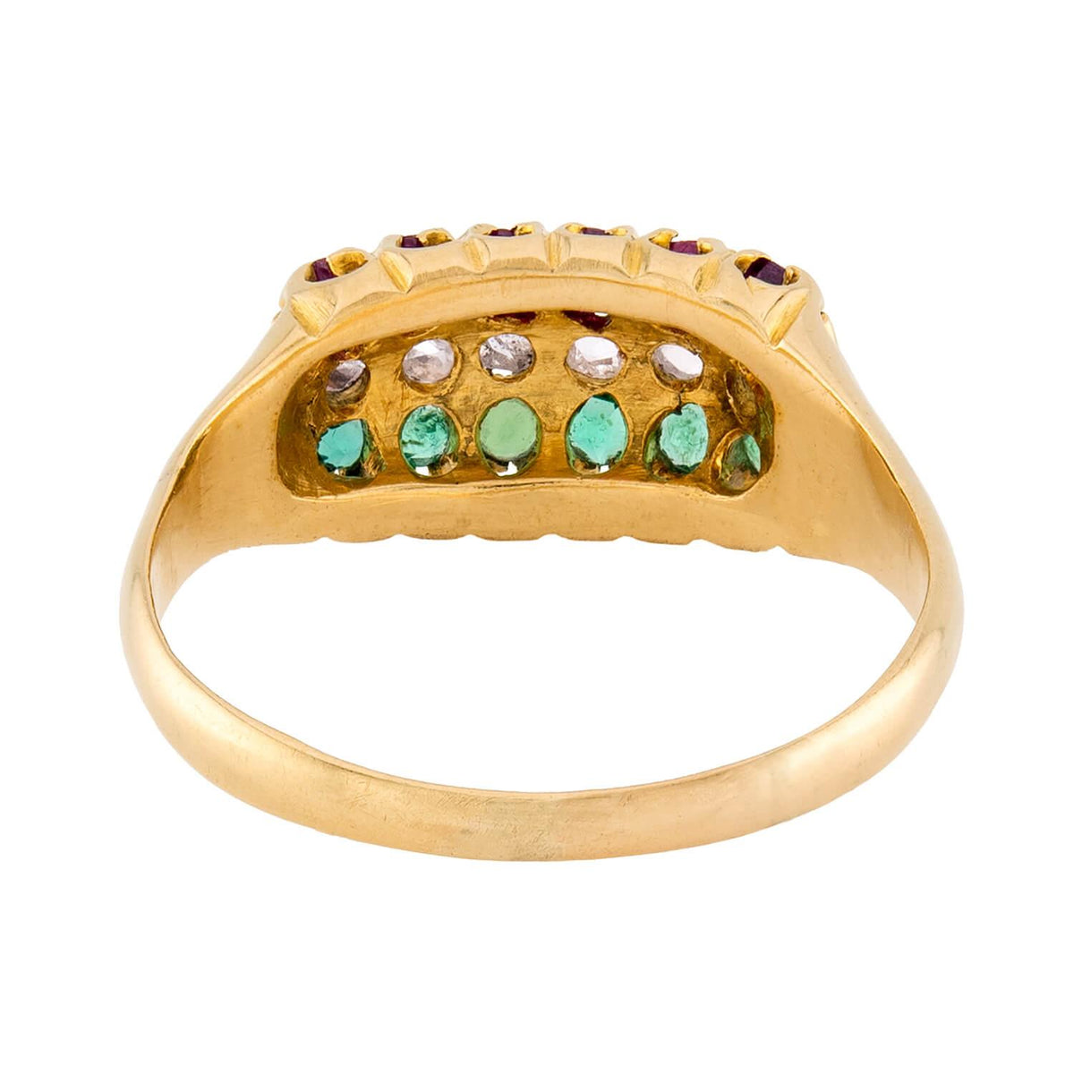 Art Nouveau English 18k Ruby, Diamond, & Emerald Ring