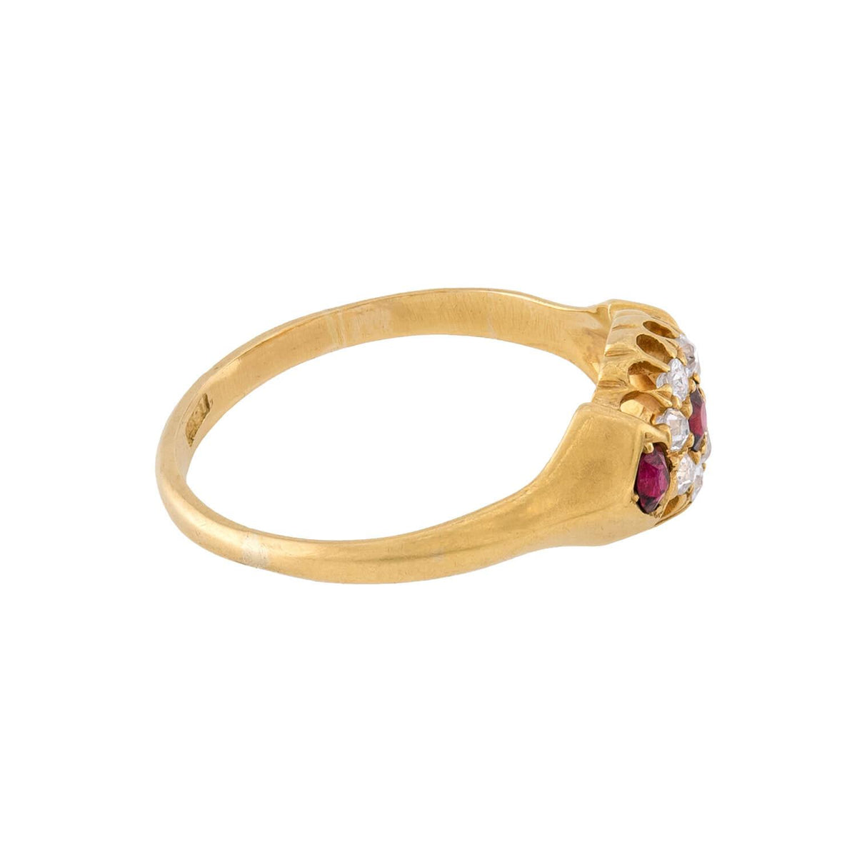 Victorian English 18k Ruby & Diamond Halo Ring