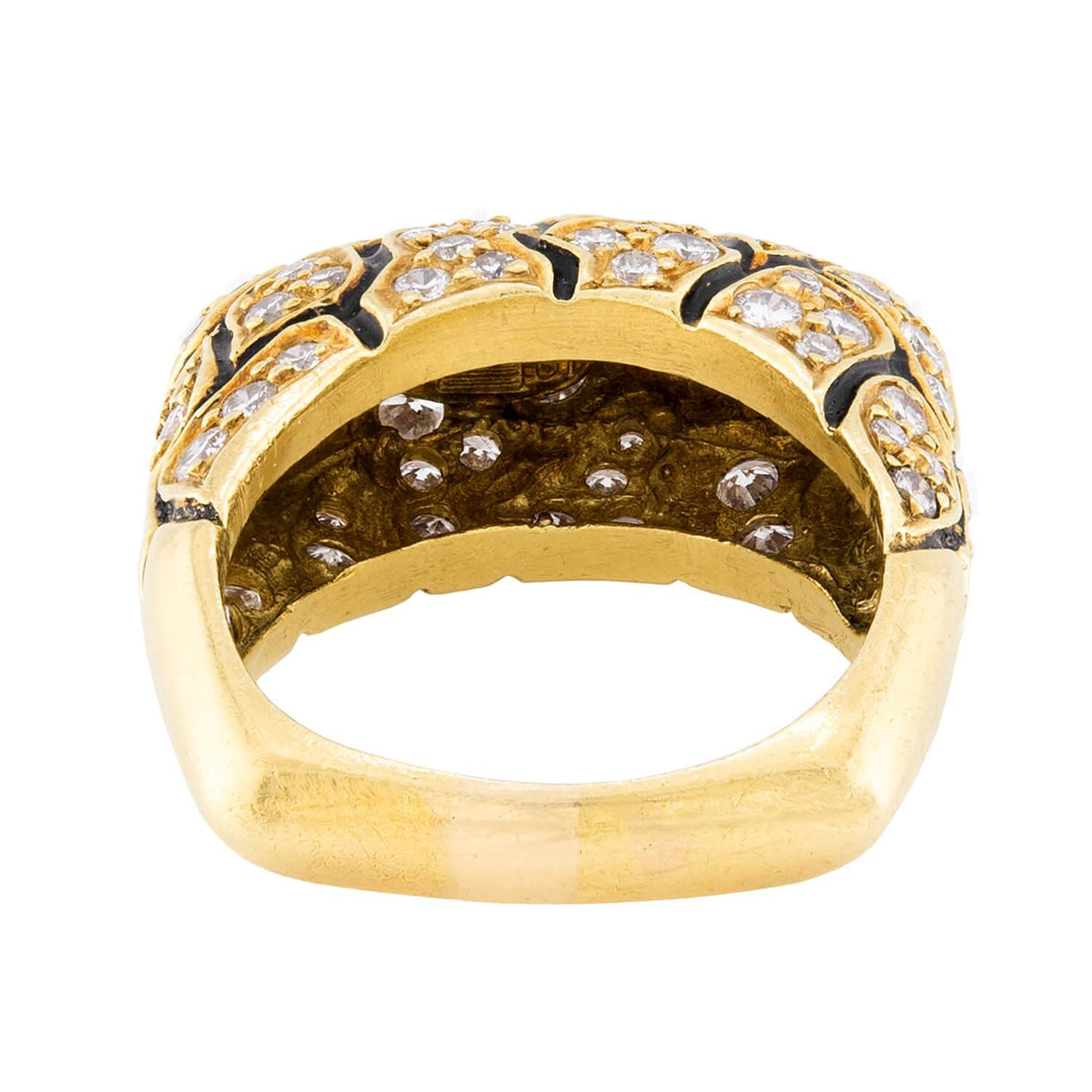 Estate Egyptian 18k Diamond & Enamel Dome Ring