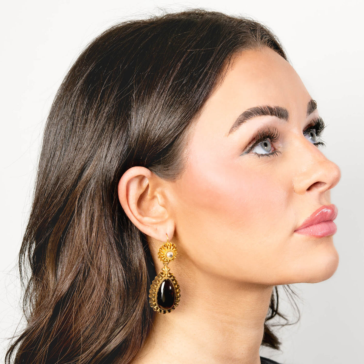 Victorian 18k Pearl, Diamond, & Garnet Drop Earrings