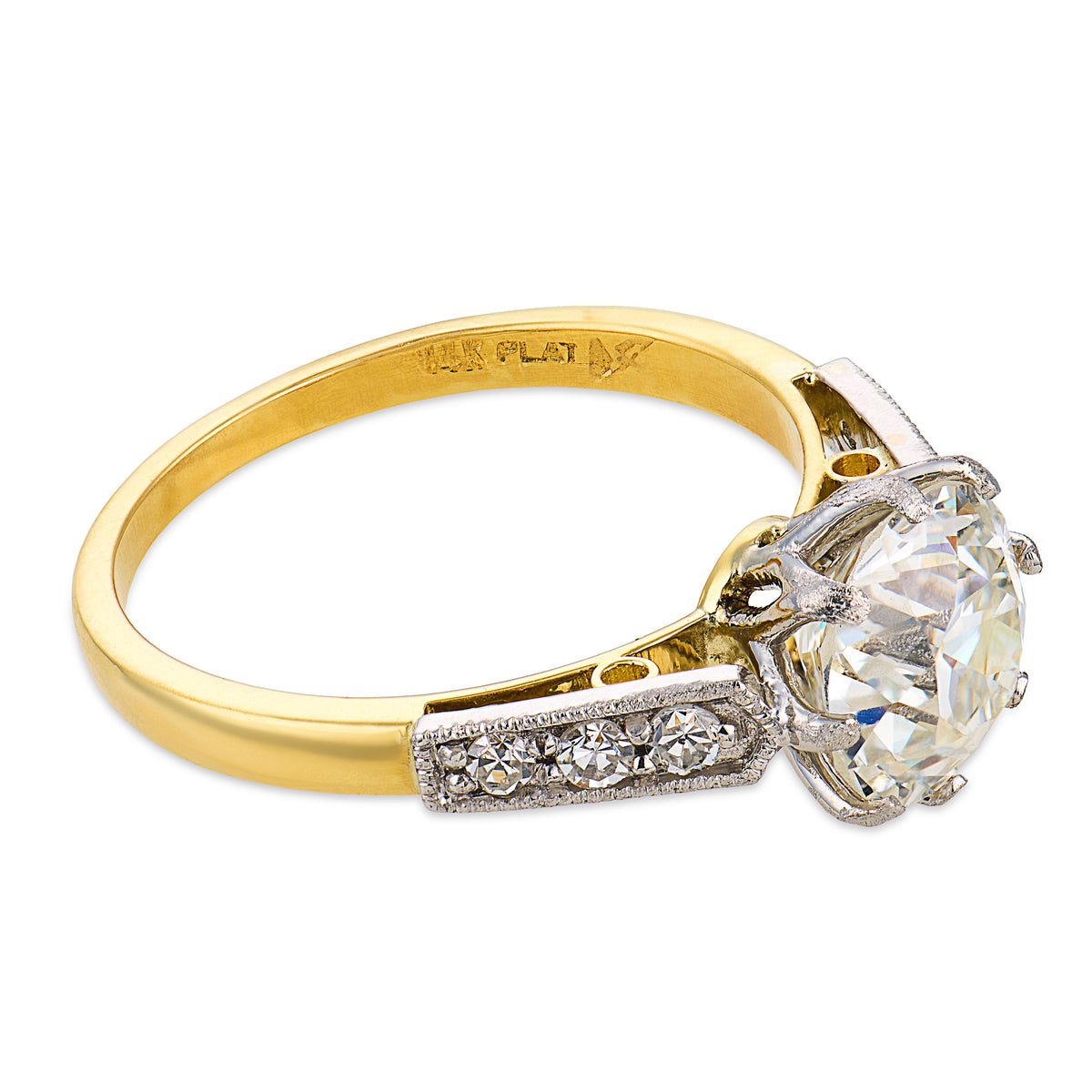 Estate 14k/Platinum GIA Diamond Engagement Ring 1.98ct