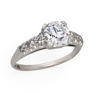 Art Deco Platinum Diamond Engagement Ring 1.38ct