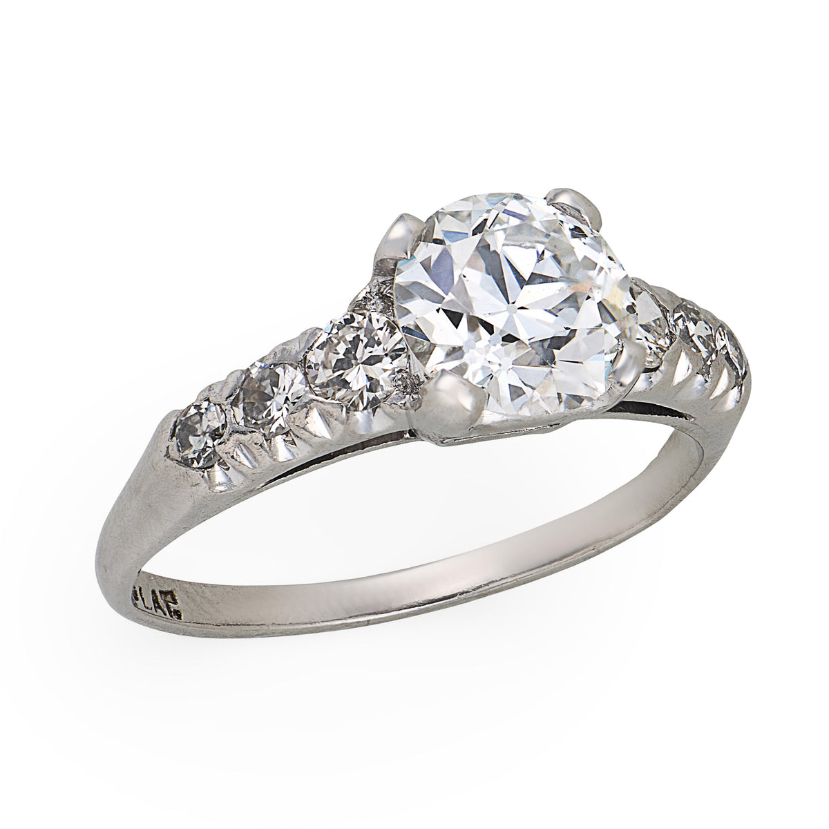 Art Deco Platinum Diamond Engagement Ring 1.38ct