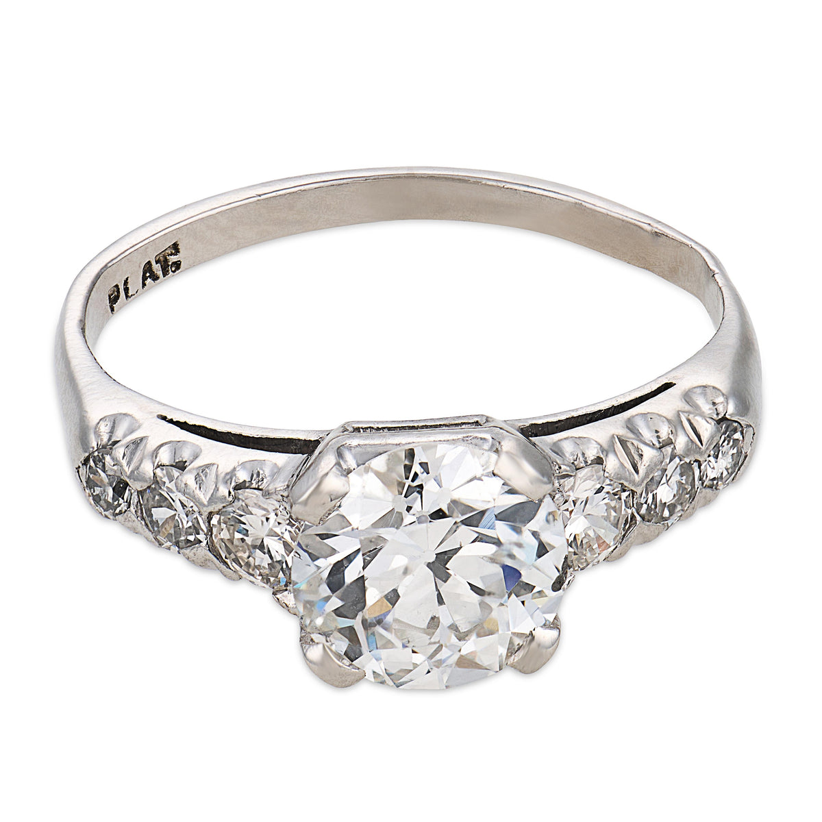 Art Deco Platinum Diamond Engagement Ring 1.38ct