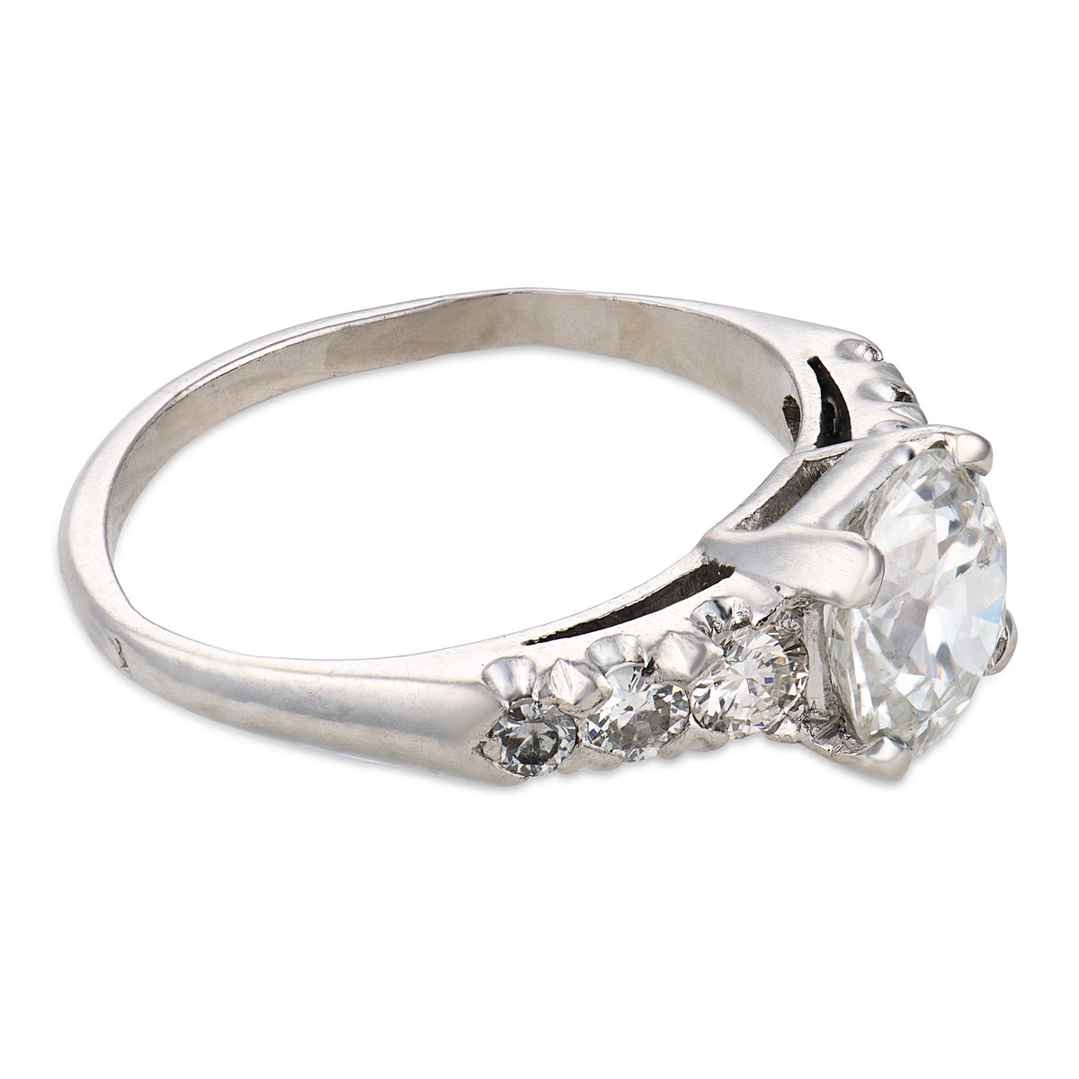 Art Deco Platinum Diamond Engagement Ring 1.38ct
