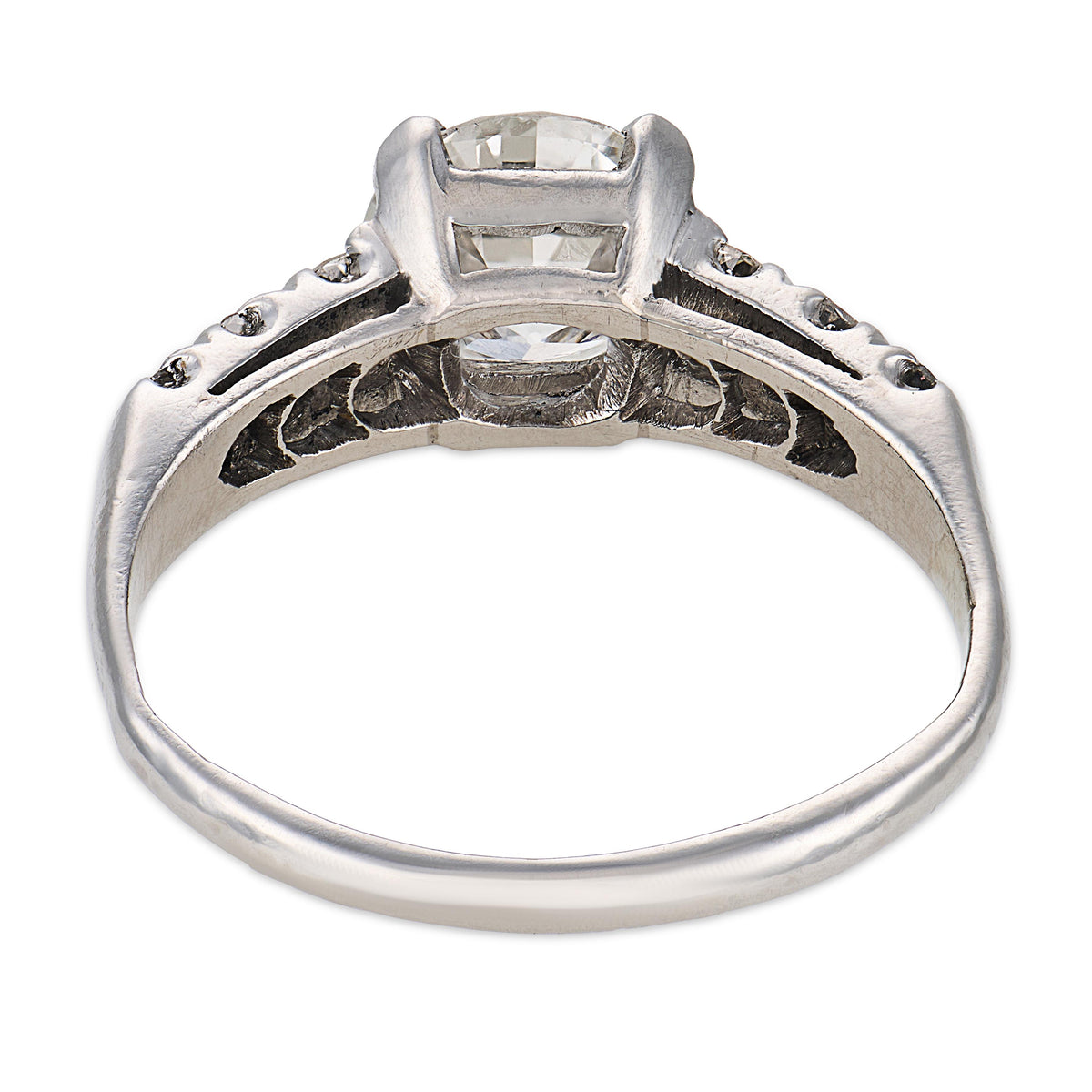 Art Deco Platinum Diamond Engagement Ring 1.38ct
