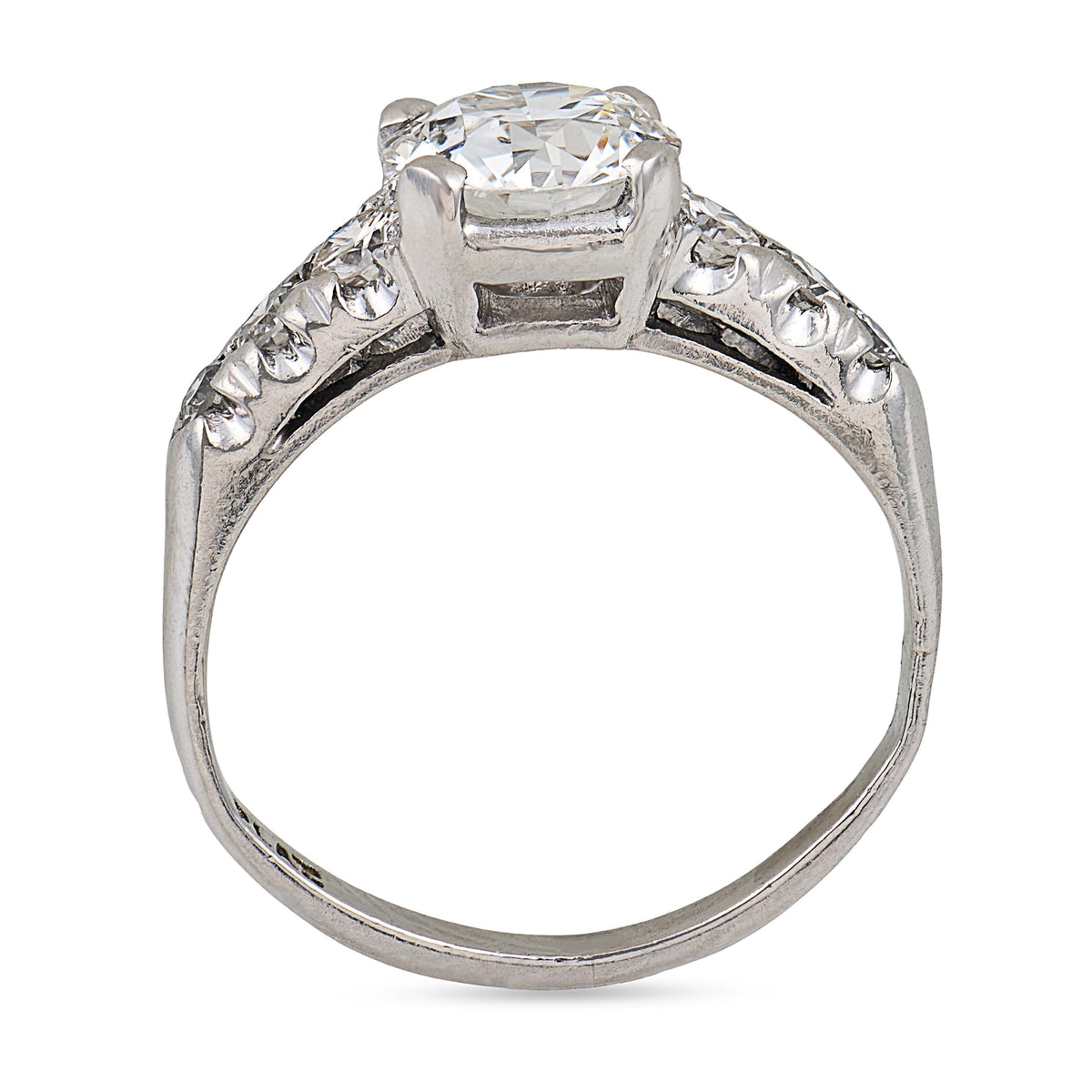 Art Deco Platinum Diamond Engagement Ring 1.38ct