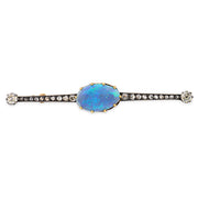 Victorian French 14k/Sterling Silver Opal & Diamond Bar Pin