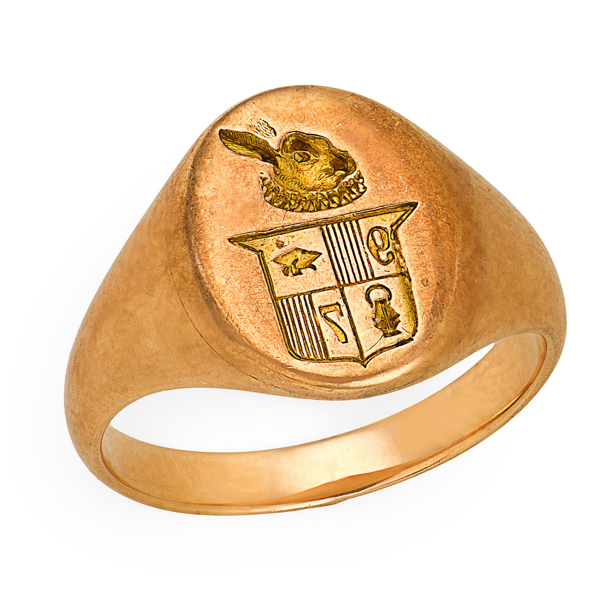 Victorian 14k Crest Signet Ring