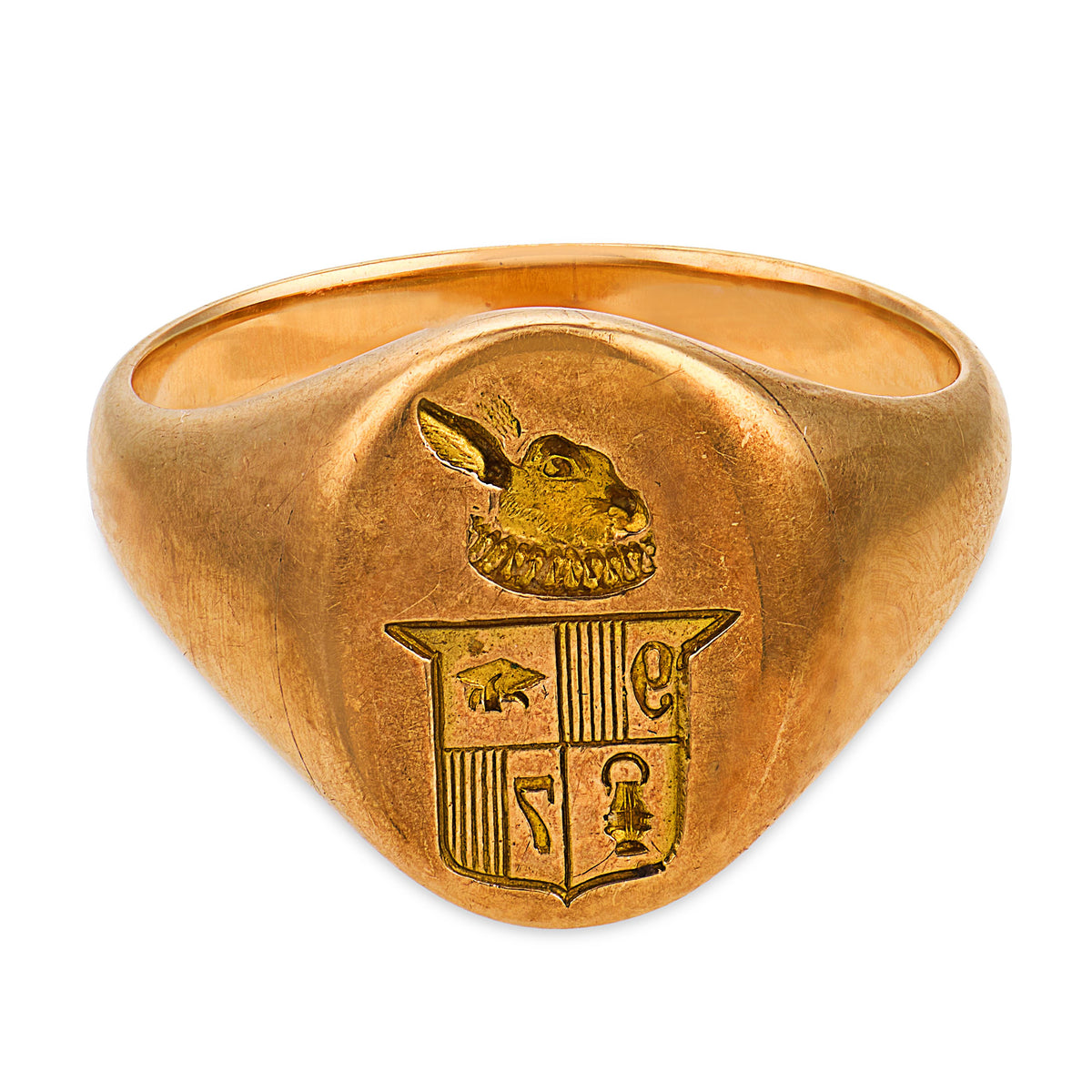 Victorian 14k Crest Signet Ring