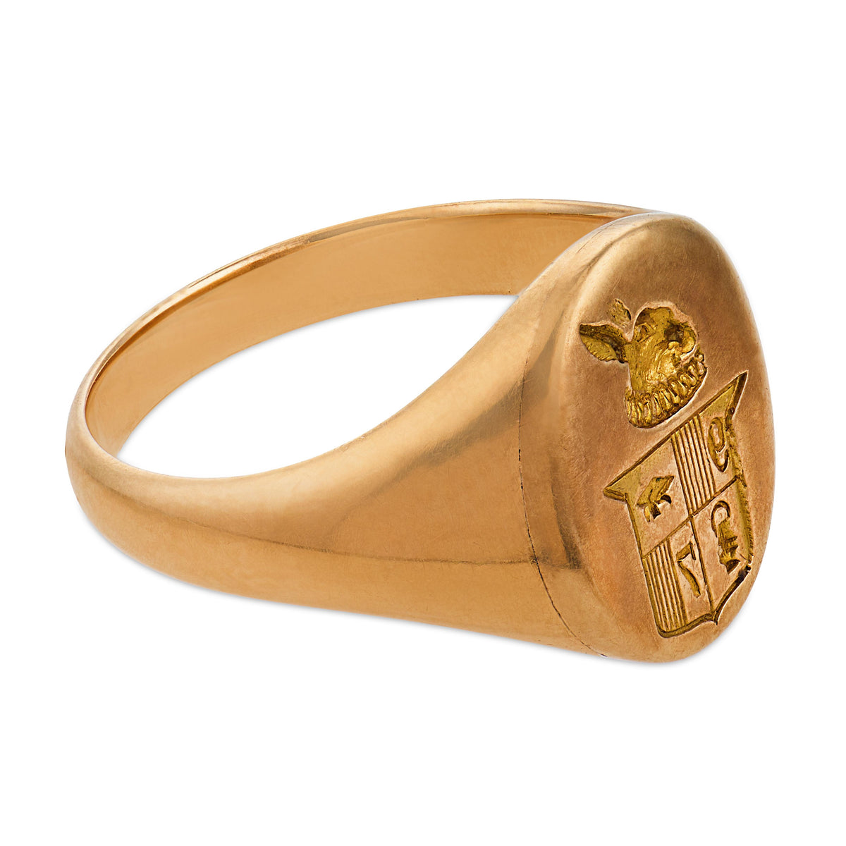 Victorian 14k Crest Signet Ring