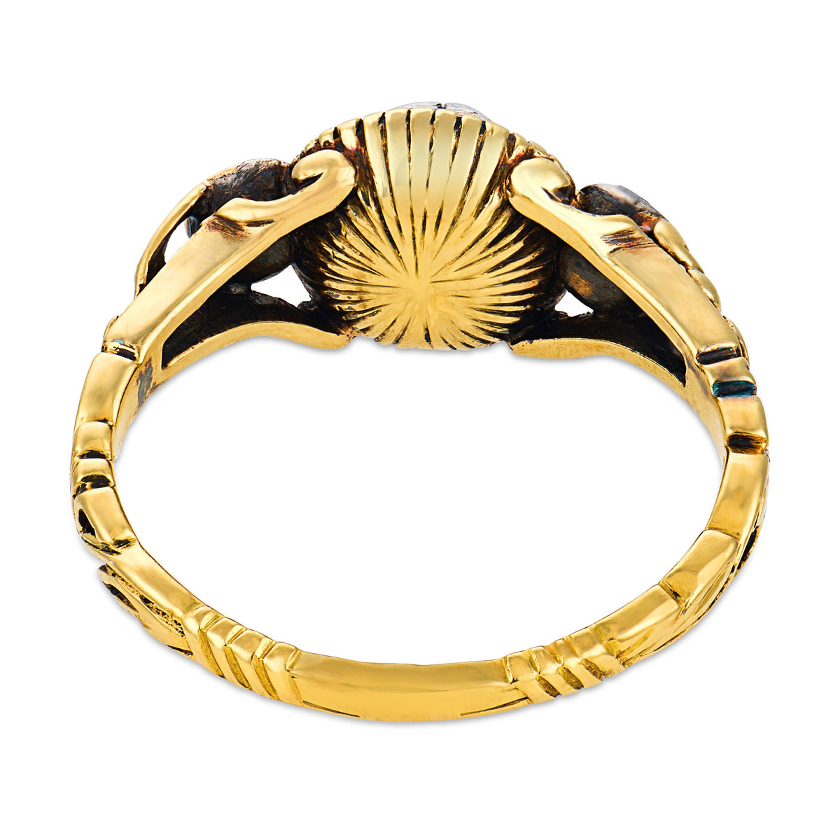 Georgian 18k/Sterling Silver Diamond Three Stone Ring