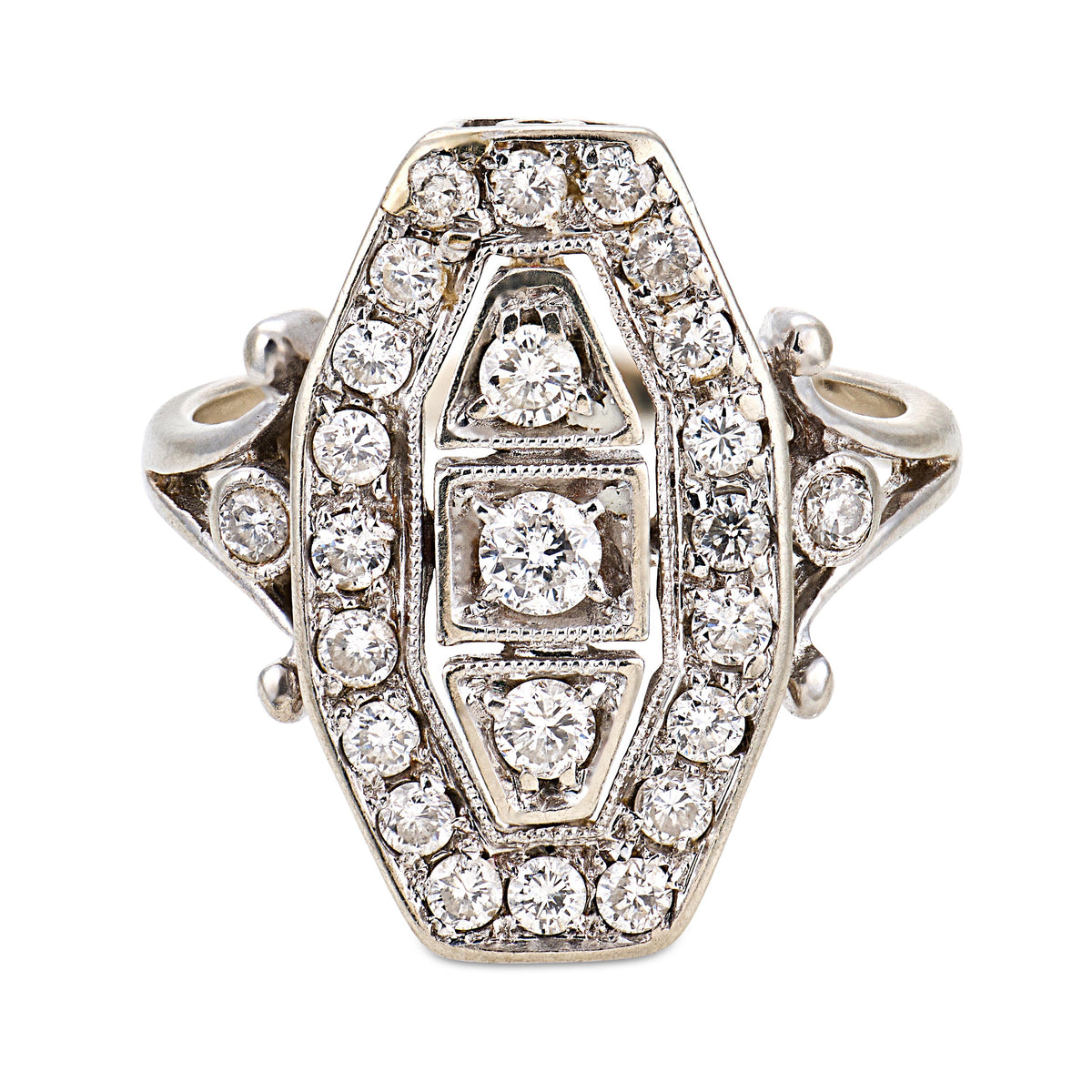 Estate 14k Diamond Navette Ring
