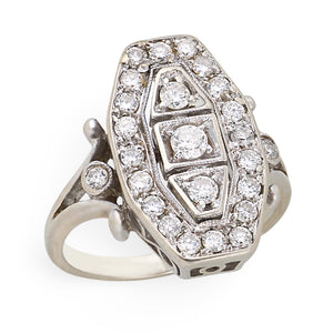 Estate 14k Diamond Navette Ring