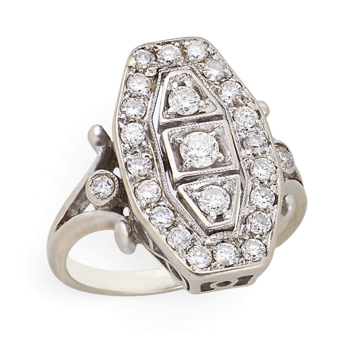 Estate 14k Diamond Navette Ring