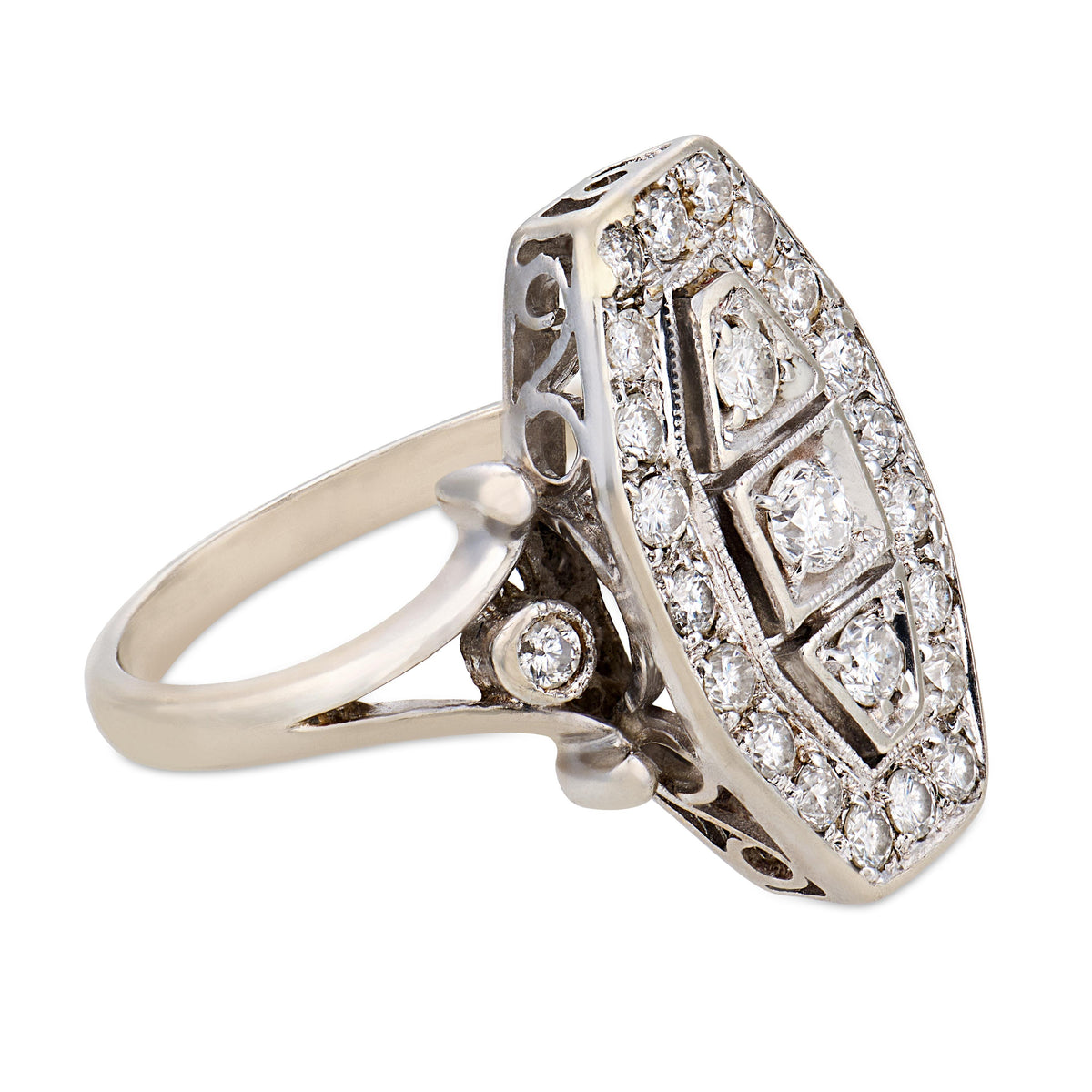 Estate 14k Diamond Navette Ring