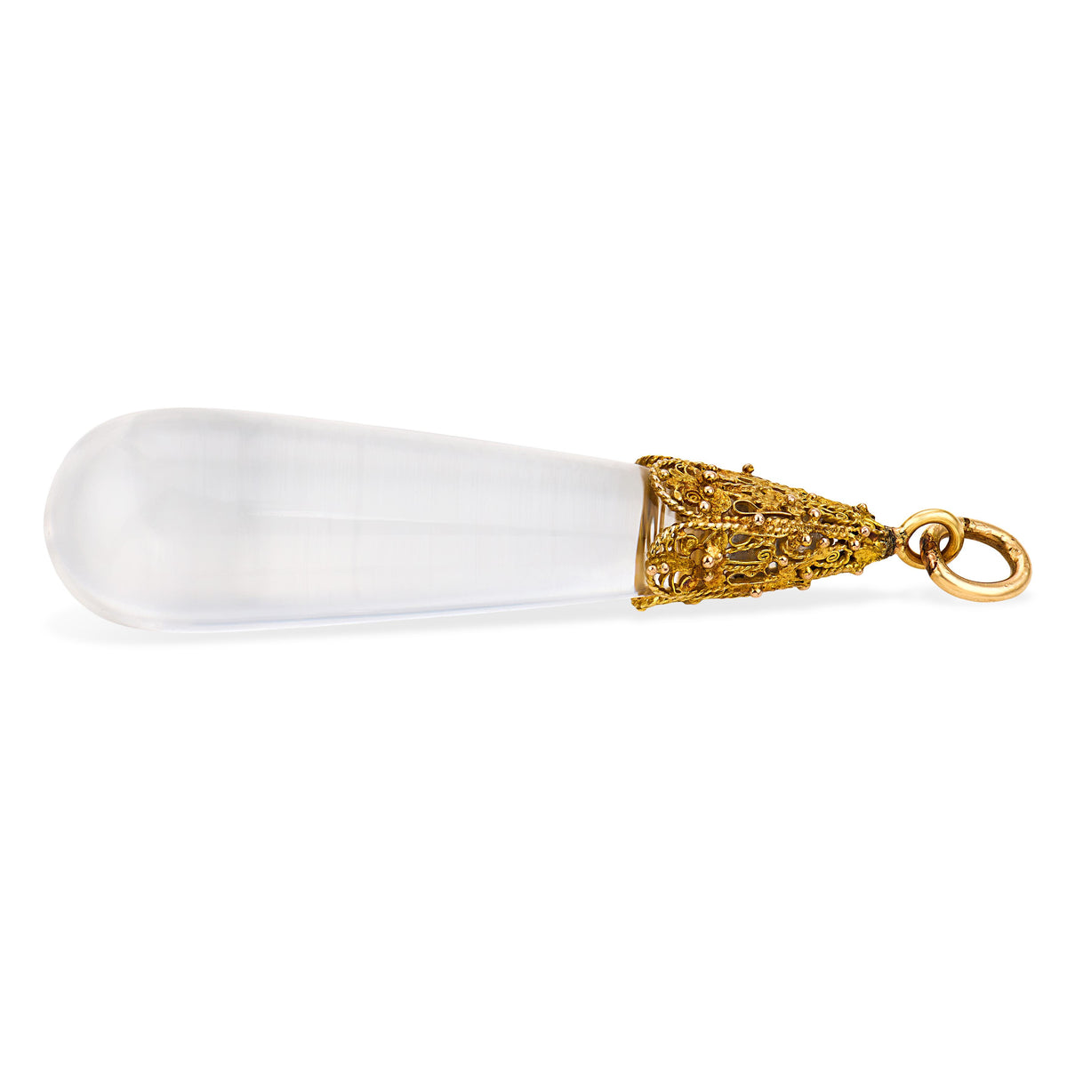 Victorian 18k Rock Quartz Crystal Drop Pendant