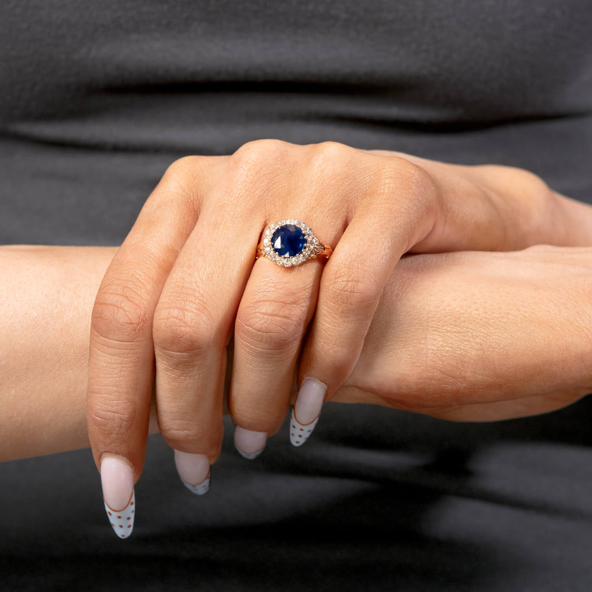 Victorian French 18k No Heat GIA Sapphire & Diamond Ring