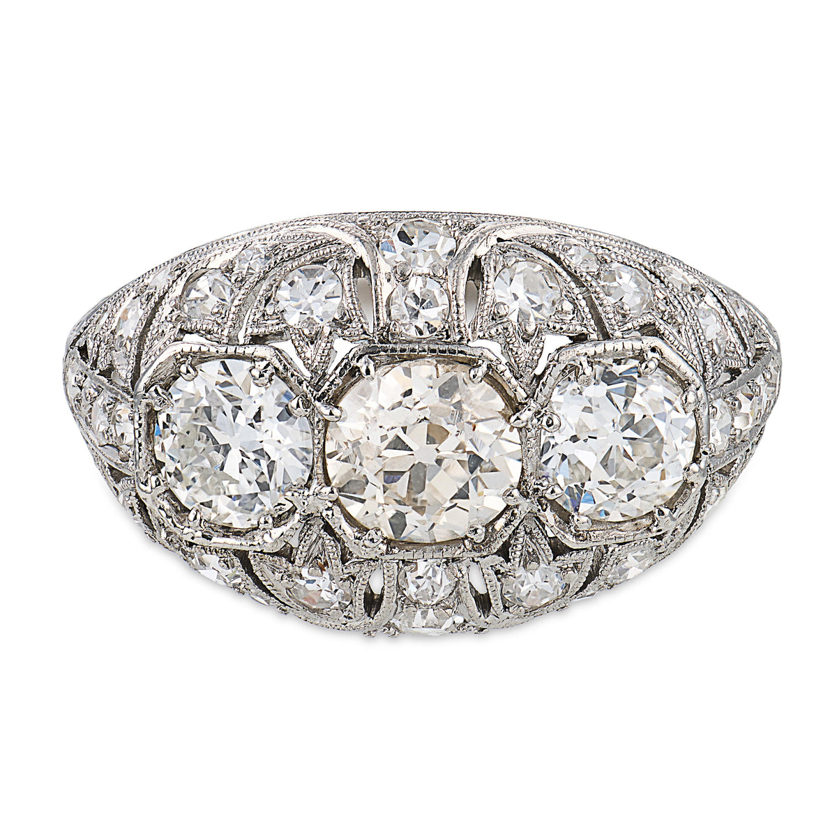 Edwardian Platinum Diamond Three Stone Ring