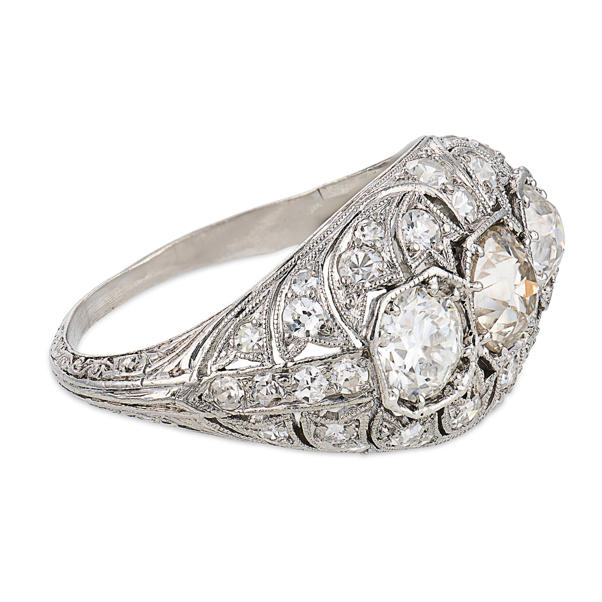 Edwardian Platinum Diamond Three Stone Ring