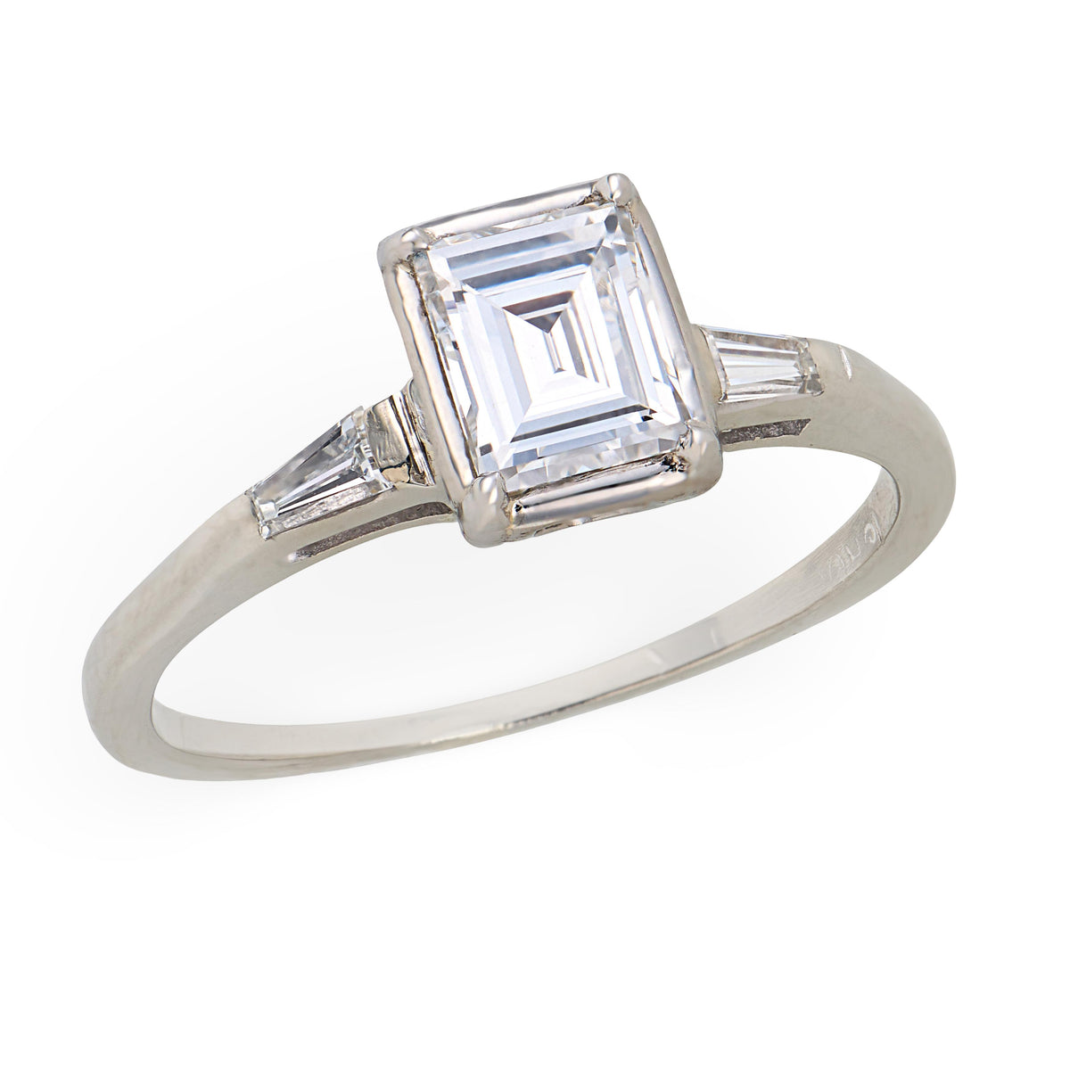 Retro Platinum Diamond Engagement Ring .64ct
