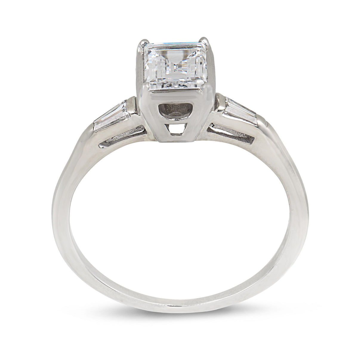 Retro Platinum Diamond Engagement Ring .64ct