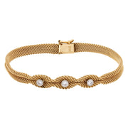 Retro 14k/Platinum Diamond Mesh Bracelet