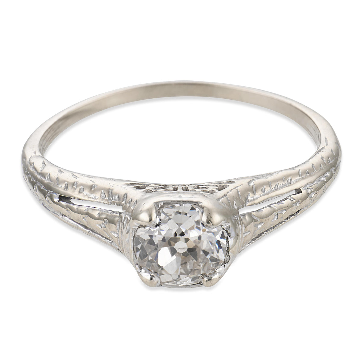 Art Deco 18k Diamond Engagement Ring .60ct