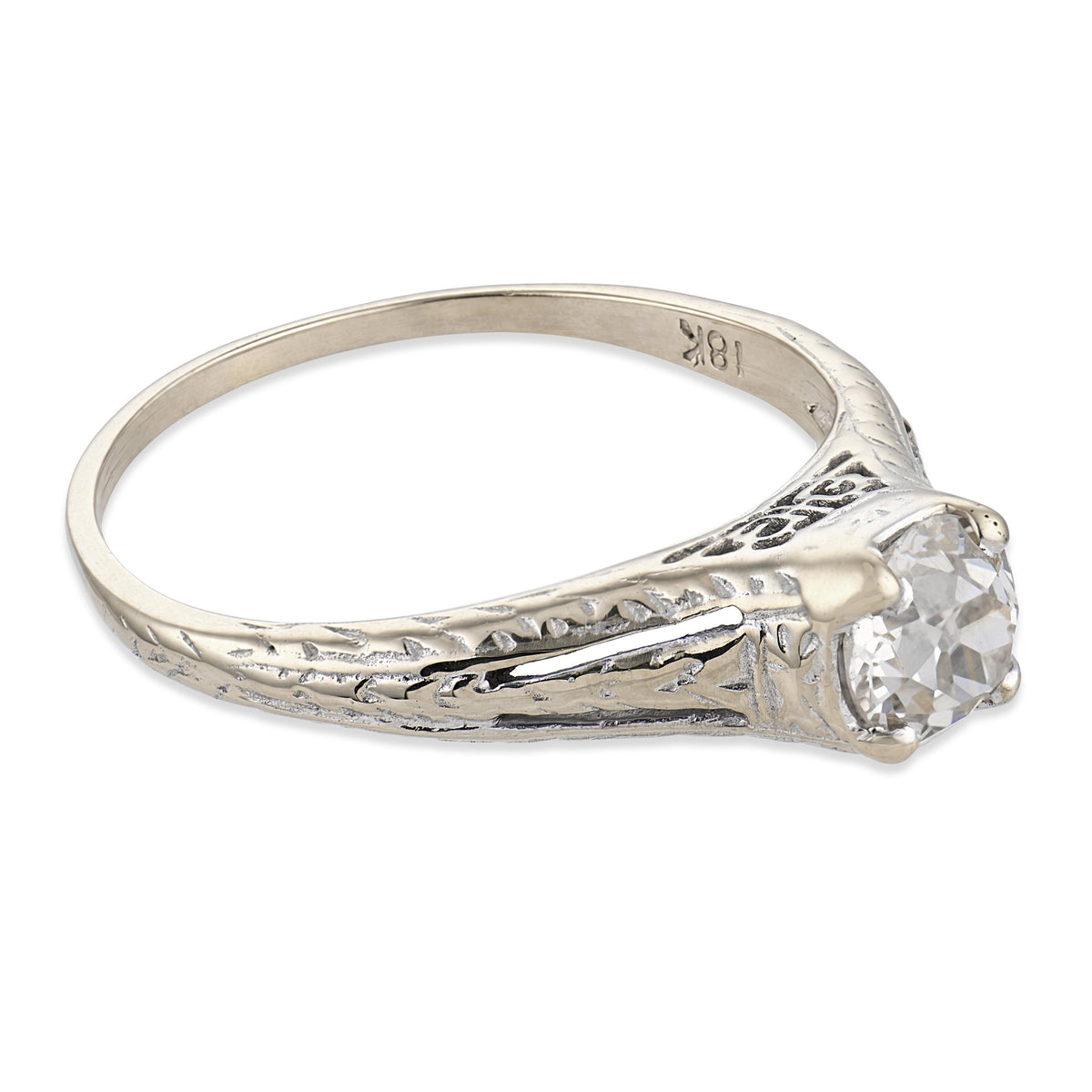 Art Deco 18k Diamond Engagement Ring .60ct