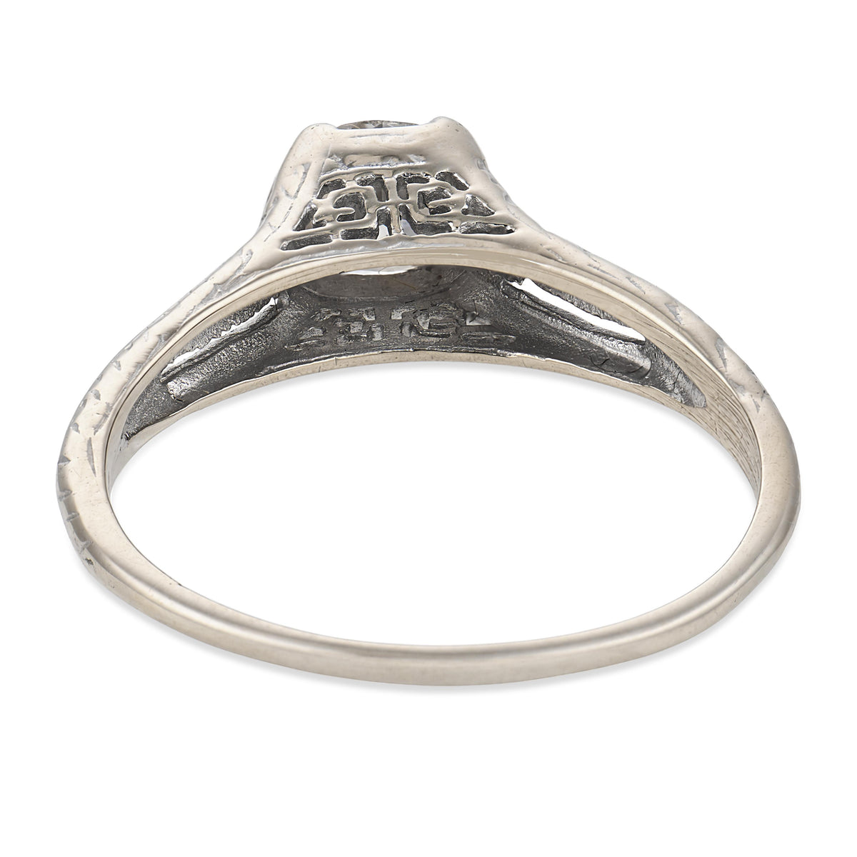 Art Deco 18k Diamond Engagement Ring .60ct