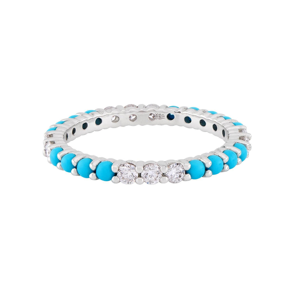 Estate 14k Turquoise & Diamond Eternity Band Set