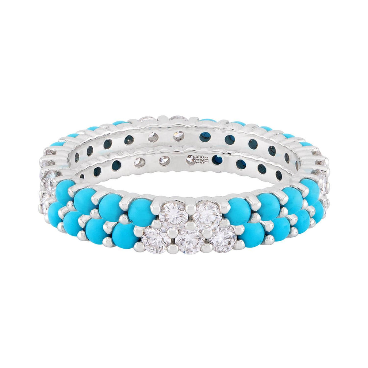 Estate 14k Turquoise & Diamond Eternity Band Set