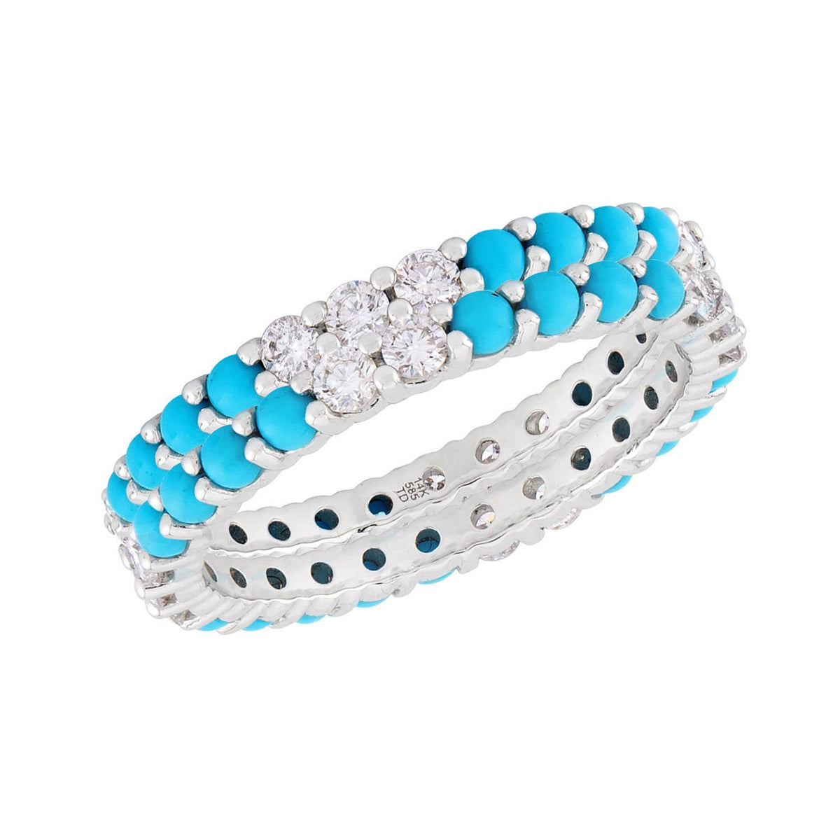 Estate 14k Turquoise & Diamond Eternity Band Set