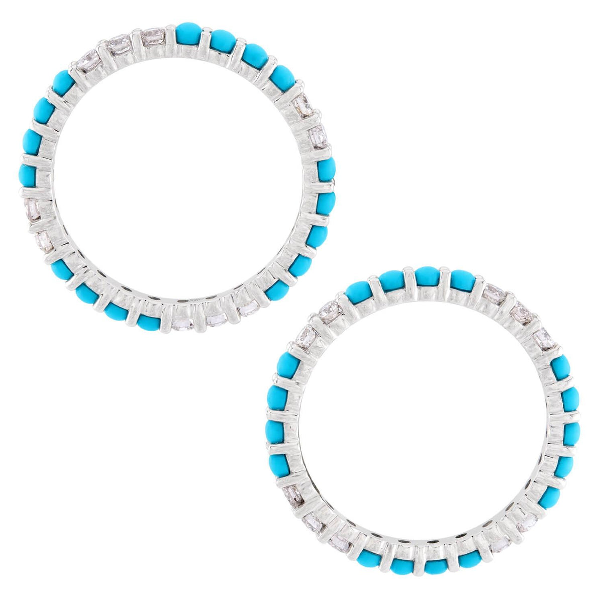 Estate 14k Turquoise & Diamond Eternity Band Set