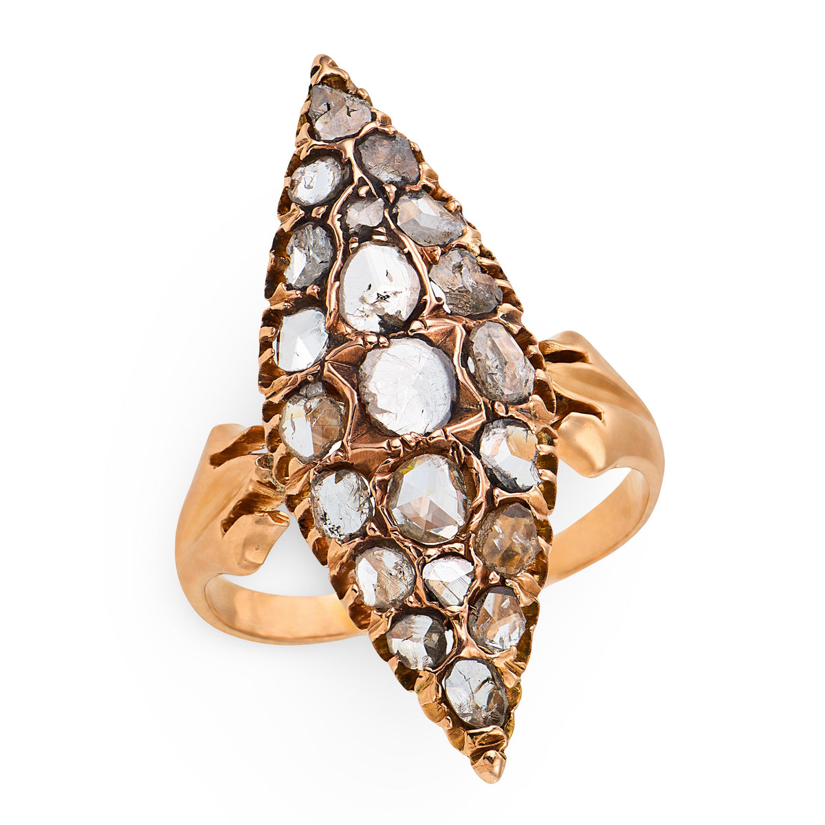 Georgian 18k Diamond Navette Ring