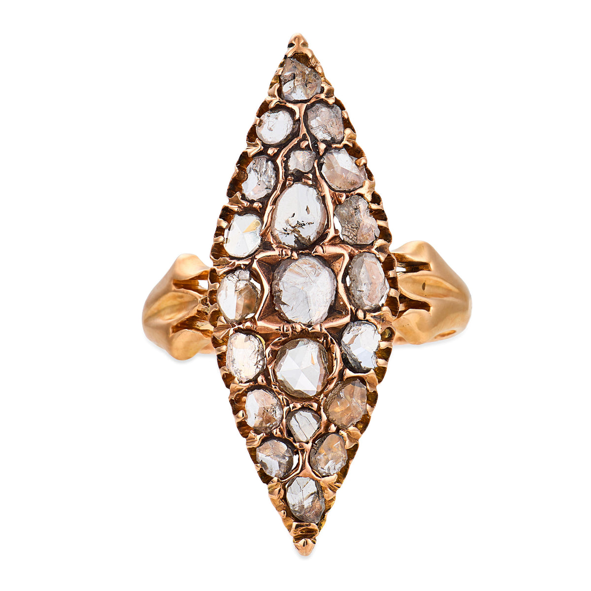 Georgian 18k Diamond Navette Ring