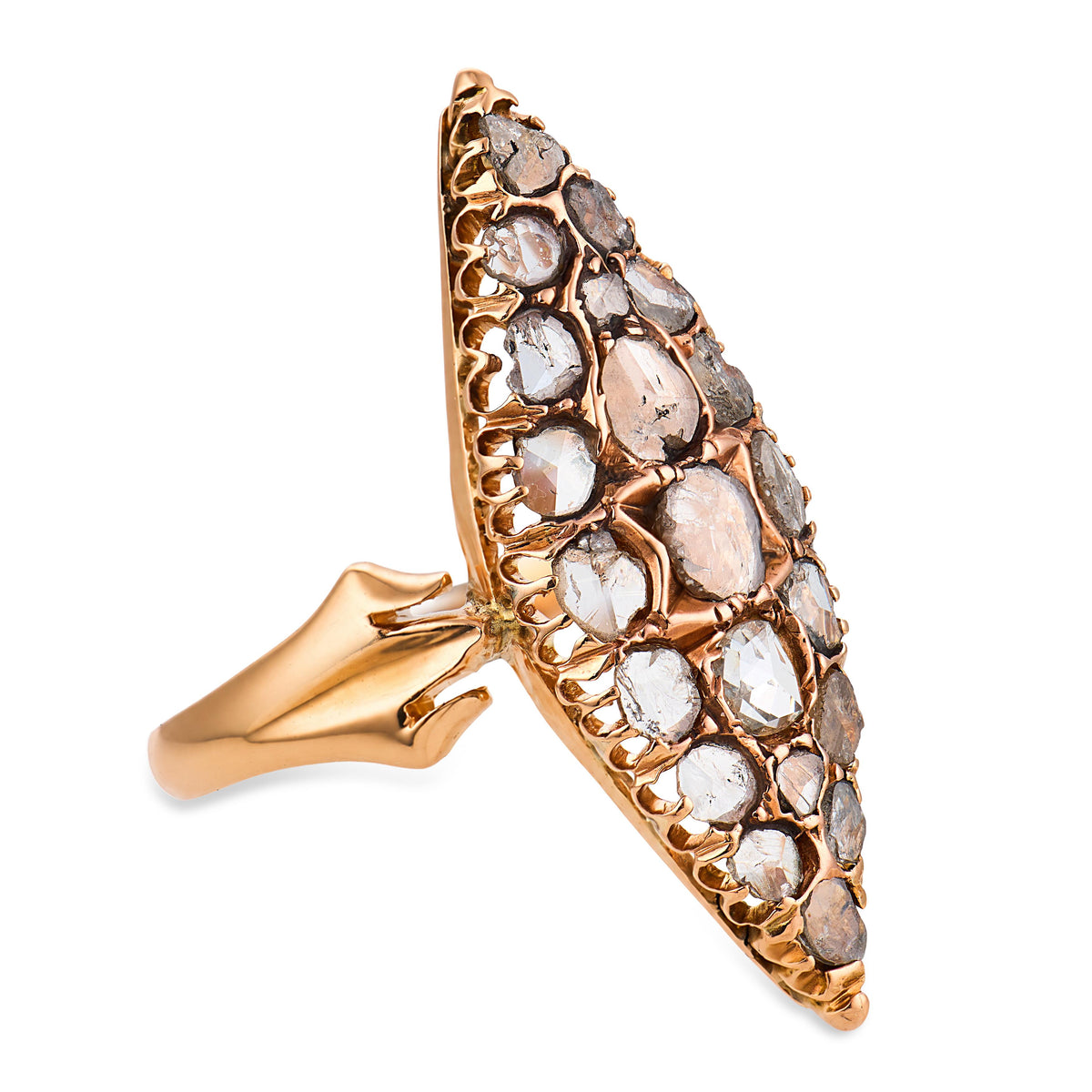 Georgian 18k Diamond Navette Ring
