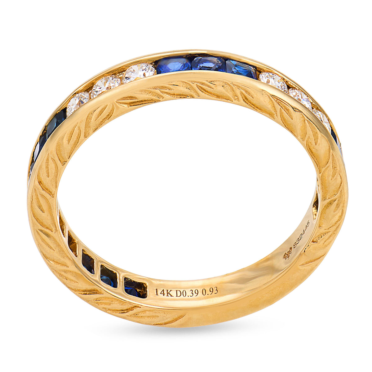 Estate 14k Diamond & Sapphire Half Band
