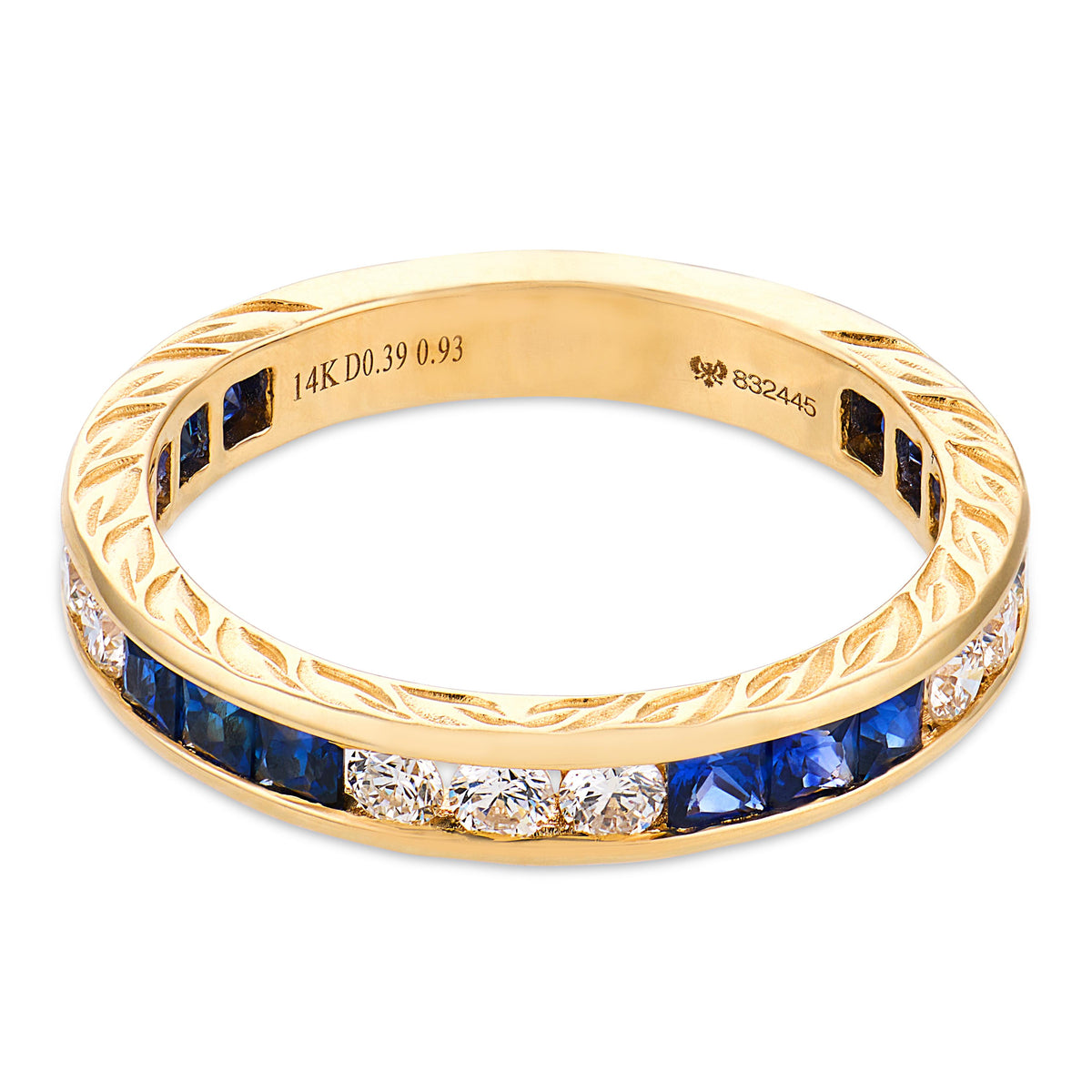 Estate 14k Diamond & Sapphire Half Band