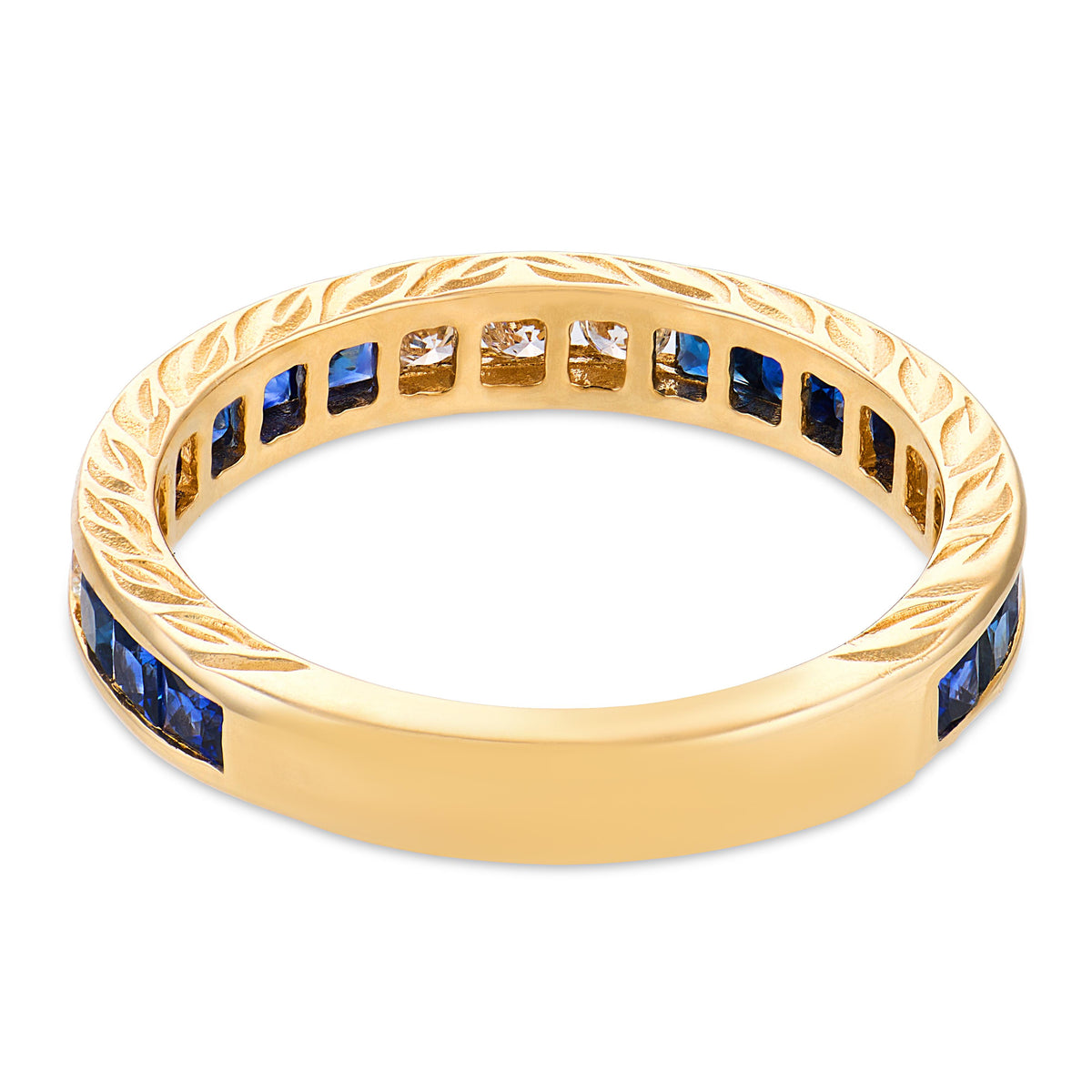 Estate 14k Diamond & Sapphire Half Band