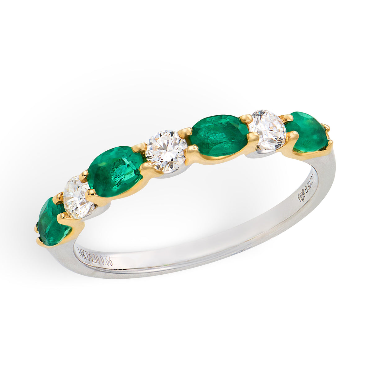 Estate 14k Emerald & Diamond Half Band