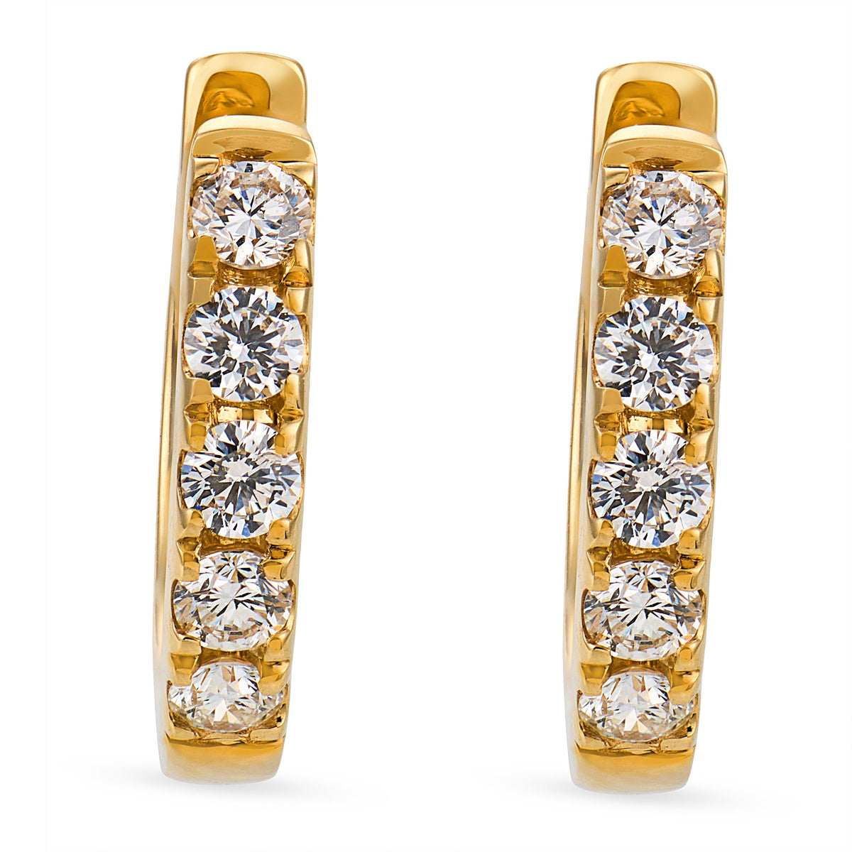 Estate 14k Diamond Huggie Hoop Earrings